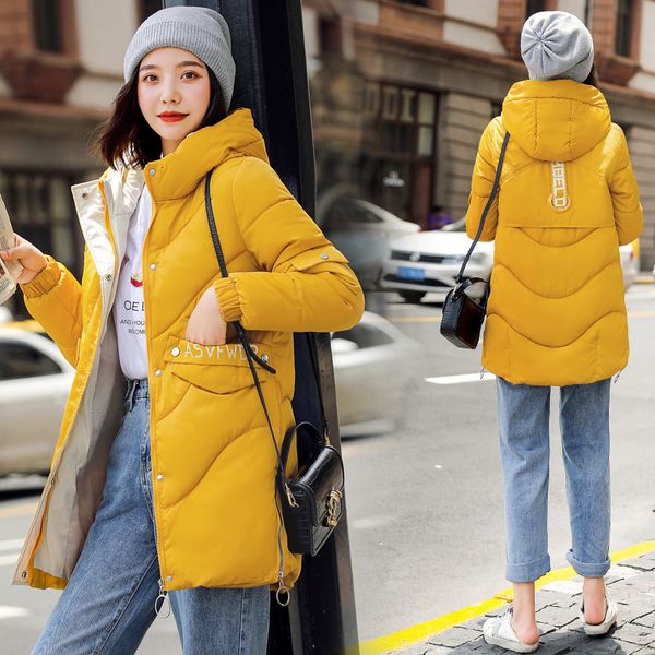 

2019 autumn and winter down cotton clothing female korean version of the long section slim large size cotton coat wild coat, Black