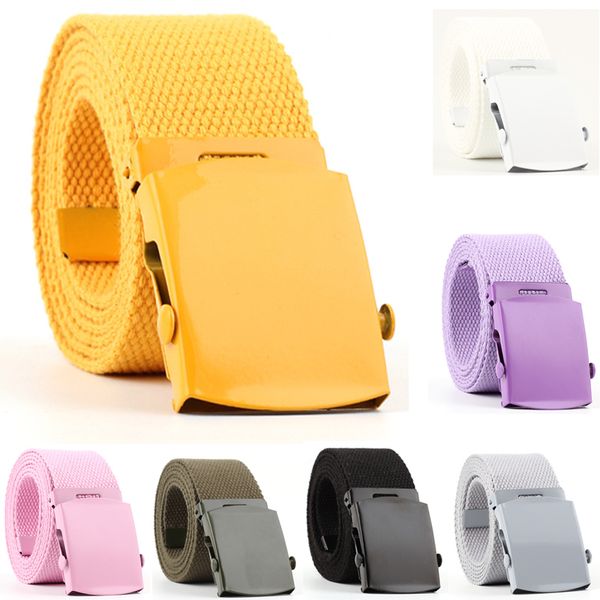 

trendy fashion belt canvas casual wild woven belt canvas men and women youth without metal smooth buckle student, Black;brown