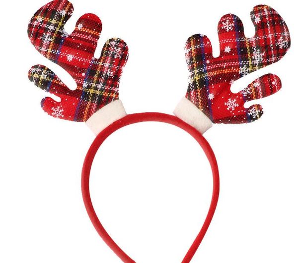 

christmas style plaid hair accessories headband classic fashion party decoration antler hair accessories