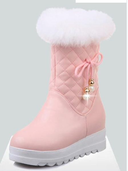 

women's boots in winter flat thick bottom round head waterproof table @2106, Black