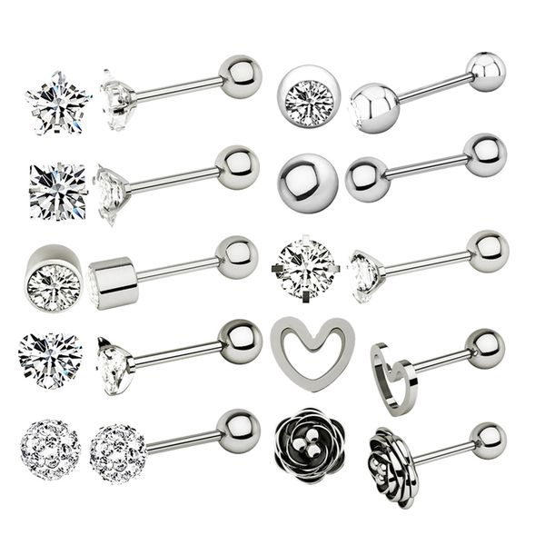 

10pair stainless steel lip bar labret lips ring jewelry, Slivery;golden