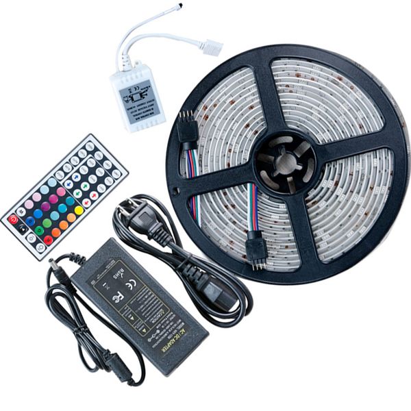 

smd 5050 rgb led strip waterproof dc 12v led light strips flexible neon tape luz with 5a power and 44key remote