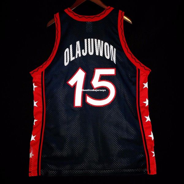 

100% stitched hakeem olajuwon usa olympics champion jersey mens vest size xs-6xl stitched basketball jerseys ncaa, Black;blue