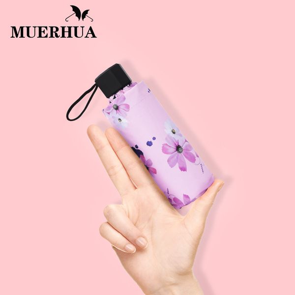

muerhua portable flower umbrella rain women waterproof 5 folding ultra light pocket umbrellas uv mini female sun parasol