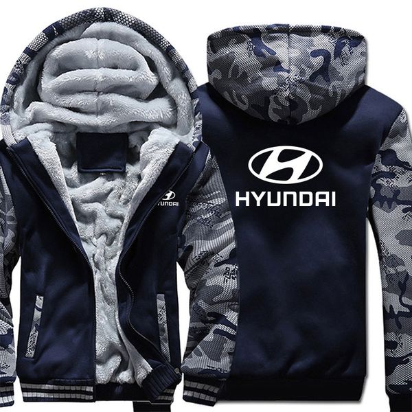 

winter casual hooded hoodies hyundai sweatshirt zipper men thicken coat male, Black