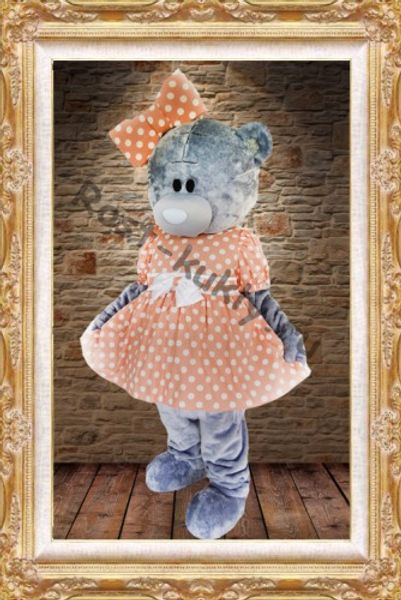 

lovely girls teddy bear mascot costumes pink dressesteddy bear tailsman doll costumes for xmas halloween carnival party event, Red;yellow