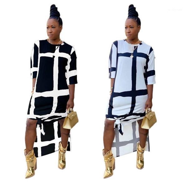 

dresses split printed womens dresses casual womens apparel loose designer womens, Black;gray