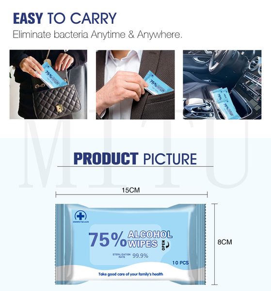 

Disinfectant Alcohol Wipes Antiseptic 75% Alcohol Pad Portable Disposable Wipes For Hand Skin Clean Cotton Wet Wipes