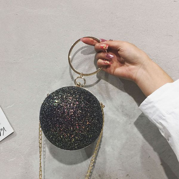 

women ball evening bags ring handle round shaped clutch purse clutches chain shoulder handbags drop shipping c113