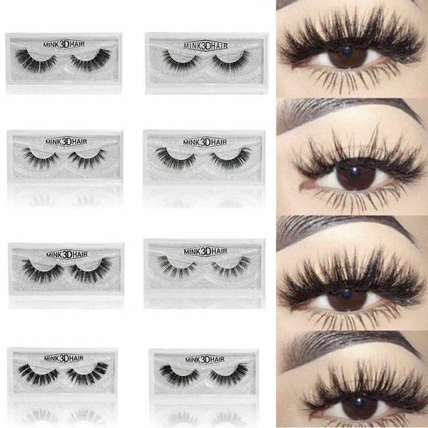 

false eyelashes 1 pair 3d mink natural long thick lashes handmade makeup 100% real fake hair eyelash extension tools