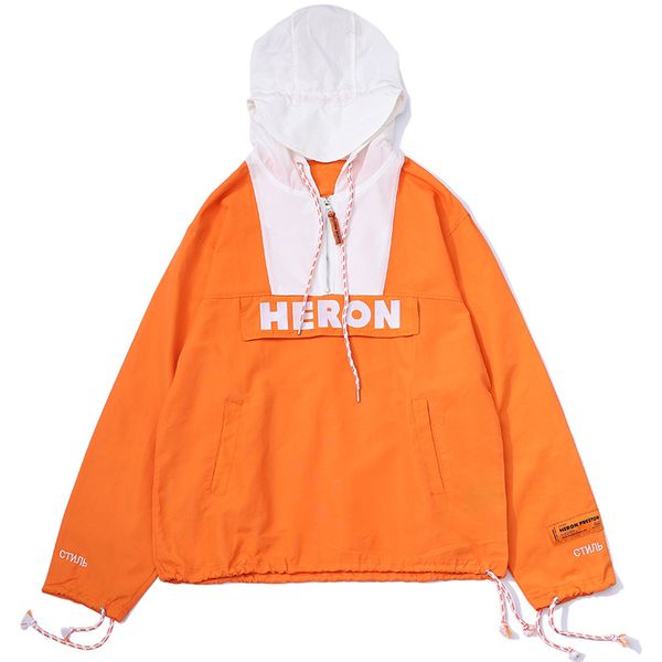 

Hoodie Man Heron Preston Jacket Pullover Sun Protection Thin Oversize Hoodie Jacket Orange Big Pocket Heron Preston Windrunner