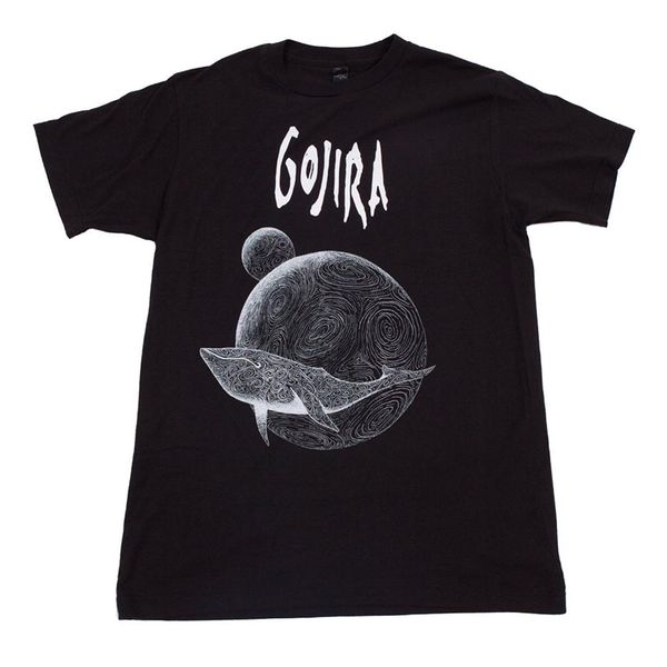 

gojira flying whale t shirt large short sleeves fashion t shirt drop shipping, White;black