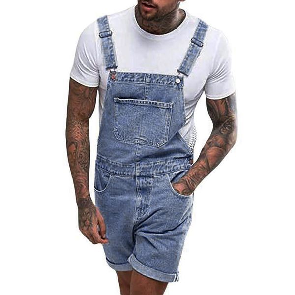 

2019 new stylish garment men's plus pocket jeans overall jumpsuit cool boy streetwear overall suspender pants 3xl ropa de hombre, Blue