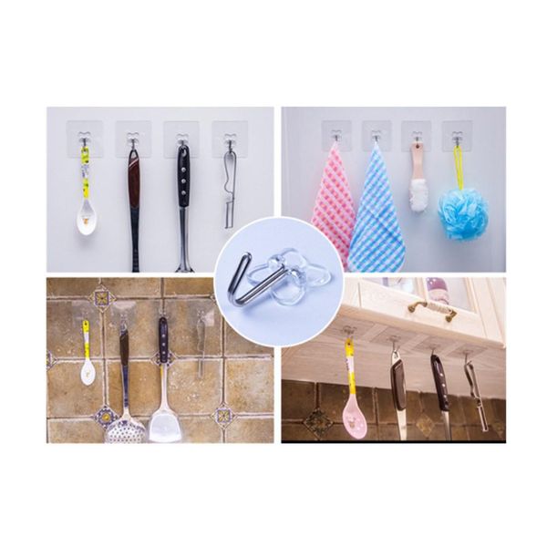 

10pcs waterproof transparent viscose hanging hook bathroom towel hook kitchen tableware tapestry key