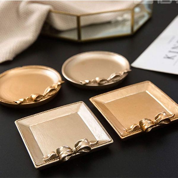 

decorative golden jewelry tray bedroom living room decoration necklace jewelry fruit plate crafts trinket tray organizer