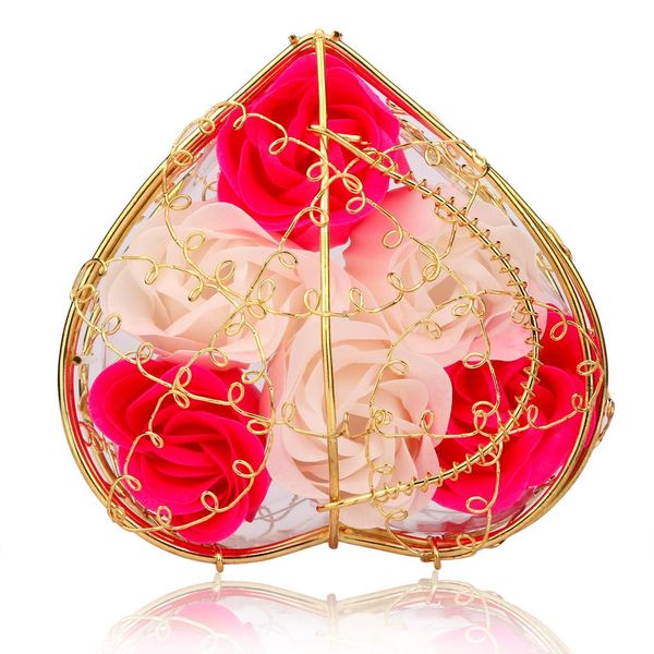 

6pcs scented rose flower petal bath body soap wedding party gift home diy decoration (rose+white) valentines day gifts