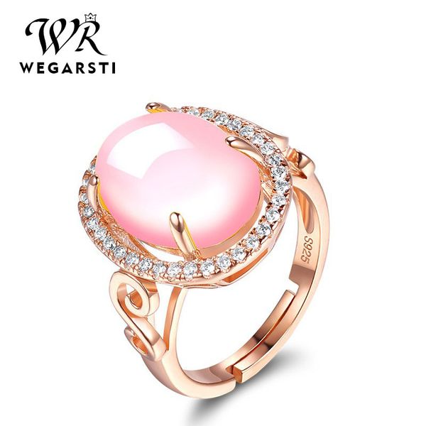 

wegarsti water drop plating 925 silver jewelry woman ethnic style rose lotus inlay engagement hand decorate girl gift ring, Golden;silver