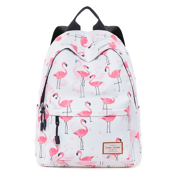 

flamingo backpack bag for teenage girls large capacity travel bagpack durable strawberry printed school bags student bookbags