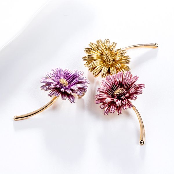 

women sunflower brooch pin environmentally friendly alloy dripping oil brooch delicate jewelry accessories for party christmas, Gray