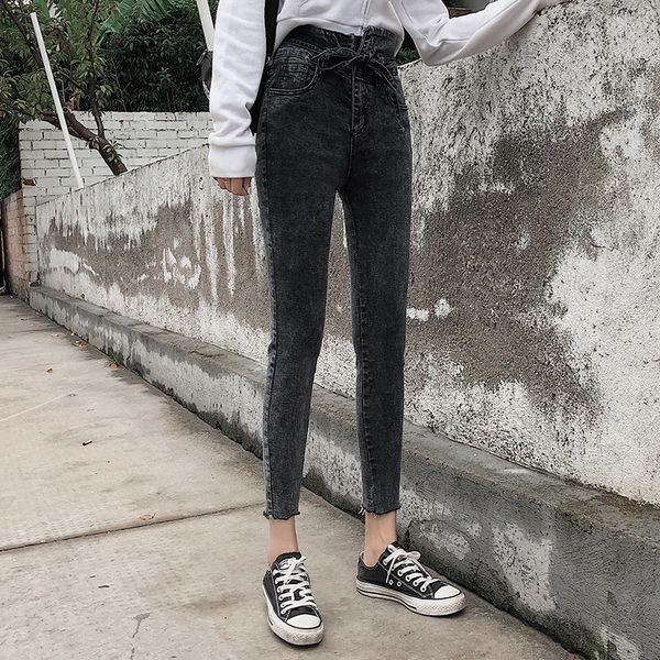 

women's jeans woman's female fashion belt skinny denim pencil pants leggings trousers warm clothing clothes styles 2021, Blue