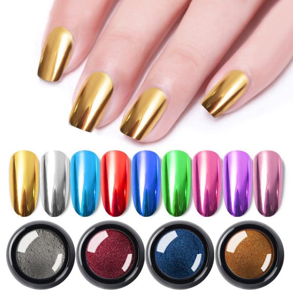 

nail mirror glitter powder metallic color nail art uv gel polishing chrome flakes pigment dust decorations manicure, Silver;gold