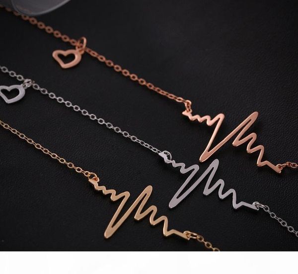 

ekg charm necklace electrocardiogram pendant heartbeat heart rhythm ecg china jewelry wholesale ecg jewelry valentine day gift, Silver