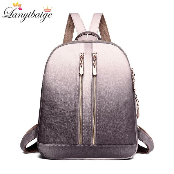 

lanyibaige 2018 new fashion woman backpack leather female schoolbag backpack designer lady travel bags mochila