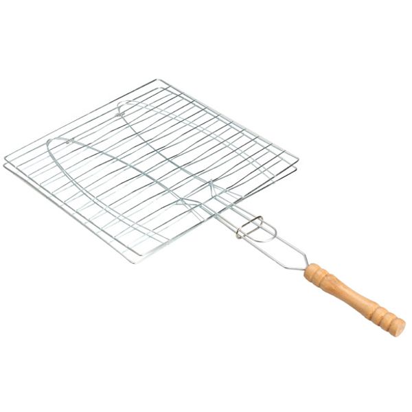 

bbq barbecue 2 fish grilling basket roast folder tool with wooden handle
