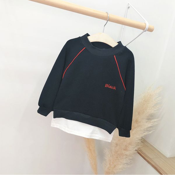 

2019 winter casual letter clothes solid long sleeve sweatshirt for girls fashion children's sweatshirt, Black