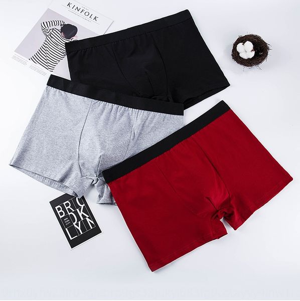 

men's pure boxer underwear cotton boxer pants waist solid color cotton men's underwear shorts, Black;white