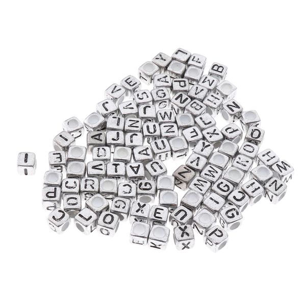 

100 pieces metallic acrylic alphabets beads cube letters bracelet diy supplies