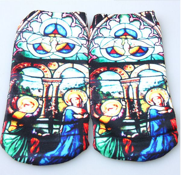 

usus-o1 women casual ankle socks 3d cartton animals printed, Black;white