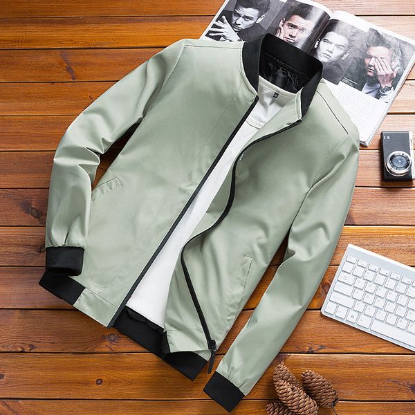 

spring new style men youth casual fashion stand collar solid color coat jacket, Black;brown