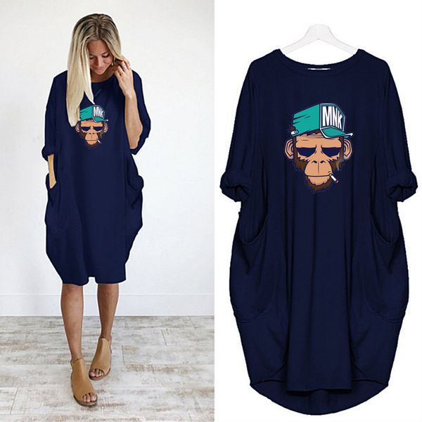 

2020 new arrival womens cute dresses fashion streetwear t shirt dress for ss casual beach dresses with pockets asian size s-5xl, Black;gray