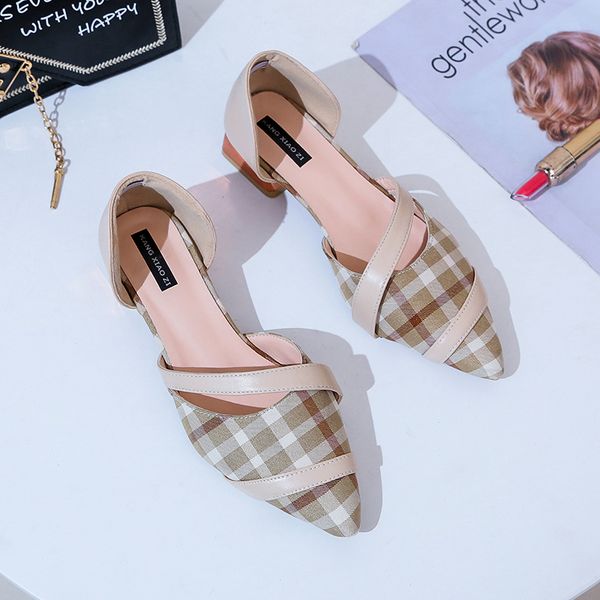 

sandals women 2020 spring new fashion pointed pointed shallow mouth thick with bow hollow elegant retro wild single shoes women, Black