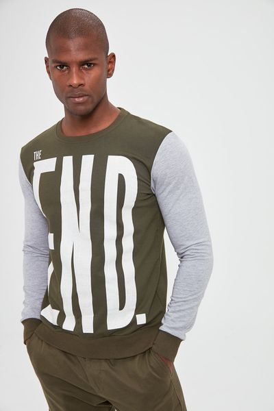 

trendyol male bike collar printed new sweatshirt tmnaw20sw0688, Black