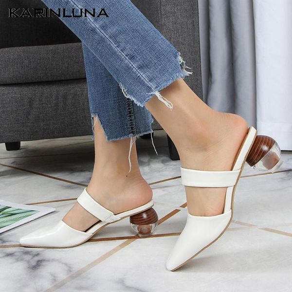 

karin 2020 new fashion women mules sandals strange style heels pointed toe pumps summer casual women shoes, Black