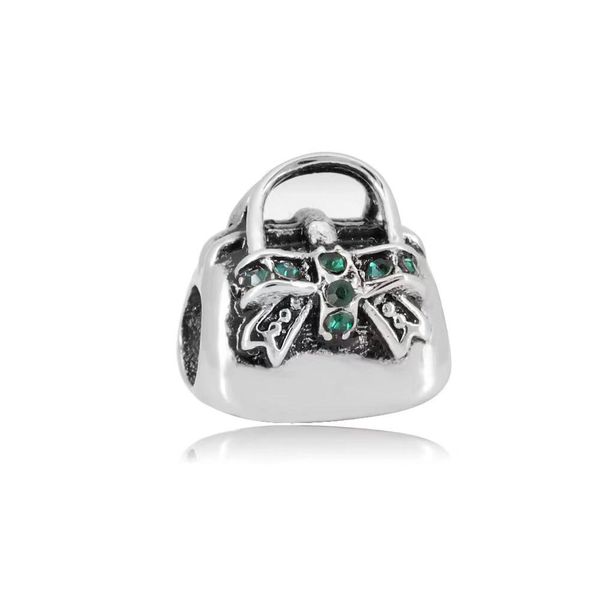 

crystal charm for girl fashion jewelry siver color charms handbag shape charm stainless steel charms, Bronze;silver