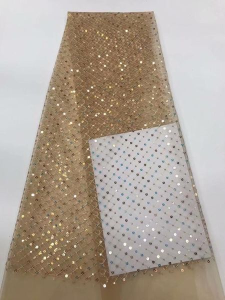 

2020 african net lace fabric, elegant pink sequins nigerian wedding lace fabrics 5yards sequins french tulle, Pink;blue
