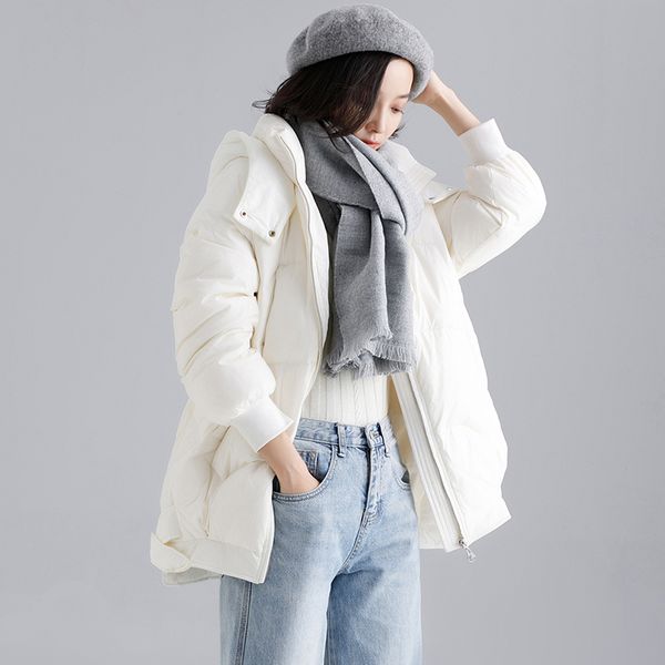 

zhichu ladies down jacket windproof hooded down jacket, Black