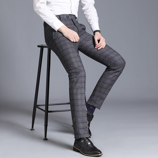 

spring new fashion pants men's business casual straight suit pants dress men's trousers slim fit -gray,navy blue -size:29~38, White;black