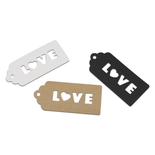 

dhl 4.7*10cm kraft paper label wedding party greetings card swing tags scalloped head label with love hollow out price hang tag