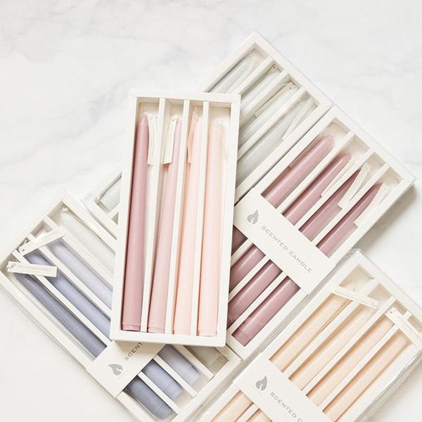 

4шт ins gradient multicolor wax ароматические свечи свадебный день рождения фестиваль романтический tealight home decor бездымного свечи y20