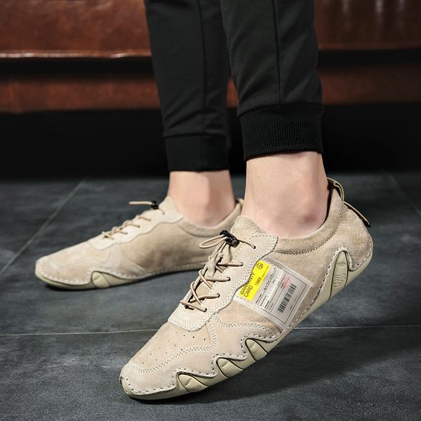 

new genuine shoes men casual shoes suede men breathable outdoor training walking zapatos sneakers y5-04, Black