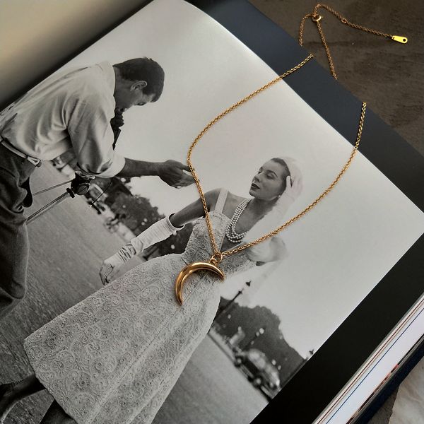 

fan zhiqiao east gate ornament 925 pure silver necklace moon design gold necklace set chain, Golden;silver