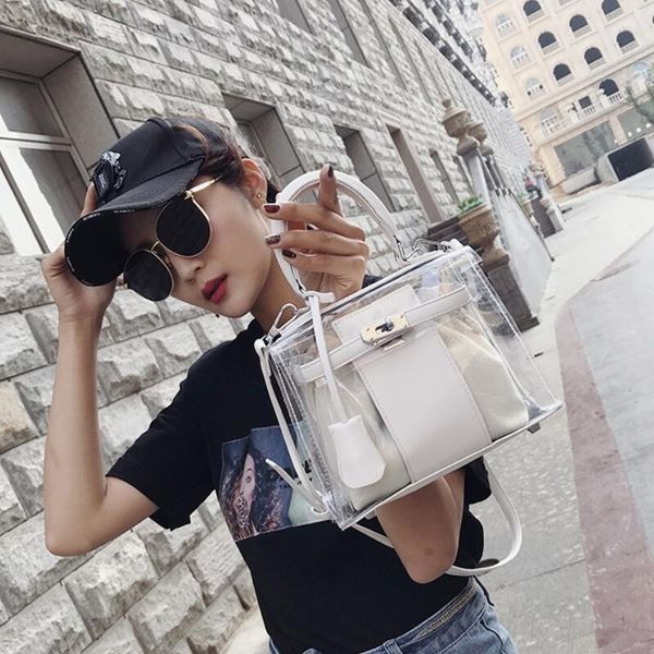 

fashion bags for women 2019 clear transparent pvc bag jelly shoulder bag beach candy color women crossbody bags luxury sac femme