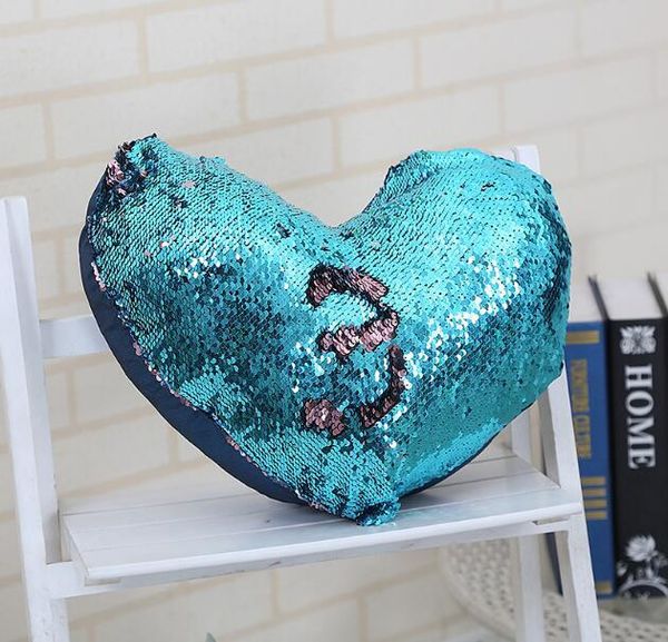 

cushion cover mermaid sequin shiny pillow magical discoloration pillow cover home car decorative heart pillow case dhl ing