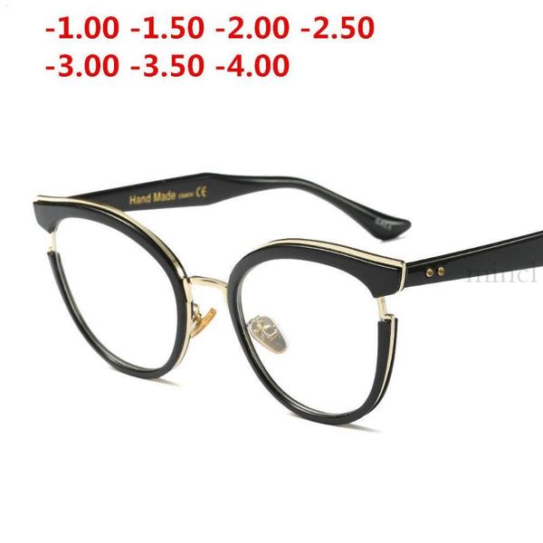 

mincl/2019 new myopia finished leopard women myopia eyeglasses frame clear lens sun glasses eyewear 0 to -4.0 nx, Black