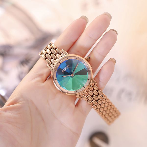 

2019 fashion women dress watches women chronograph quartz plated classic round crystals watch relogio masculino casual clock, Slivery;brown