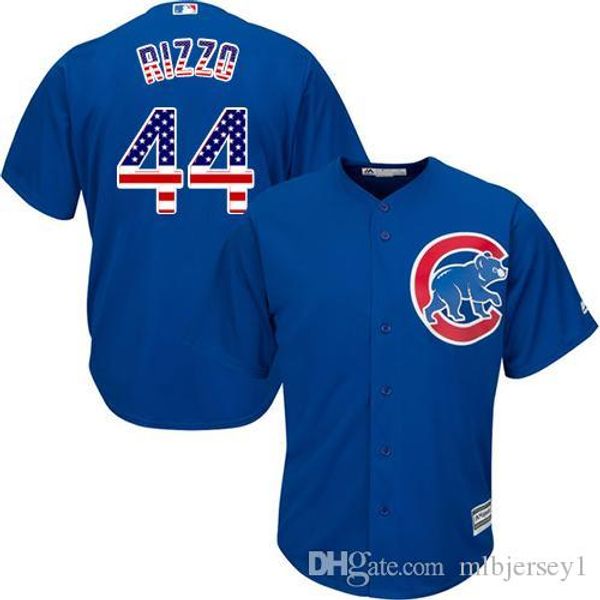

men's chicago #44 anthony rizzo royal blue usa flag jersey, Black;blue